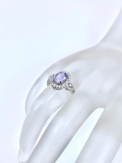 ハックマナイト 0.85ct / ダイヤモンド 計0.29ct Pt900 リング 13号【リフレッシュメント(新品仕上げ・補修・洗浄等済)】【3日以内返品可（※カード/キャリア決済の場合）】