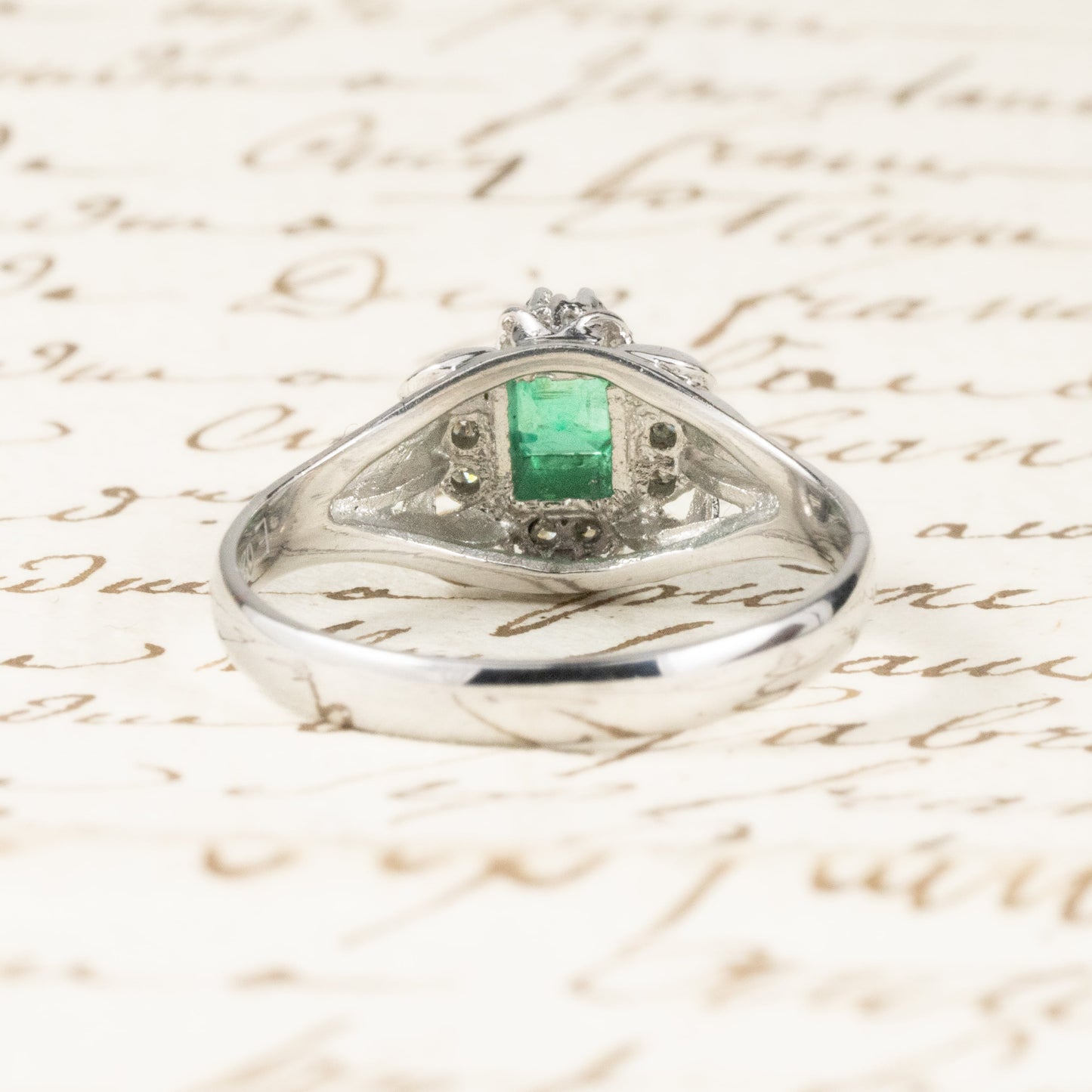 昭和ジュエリー エメラルド ダイヤモンド リング Pt200 0.25ct ヴィンテージ 昭和レトロ 指輪 プラチナ CHR01827