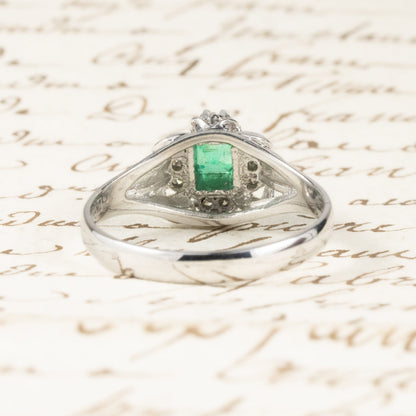 昭和ジュエリー エメラルド ダイヤモンド リング Pt200 0.25ct ヴィンテージ 昭和レトロ 指輪 プラチナ CHR01827