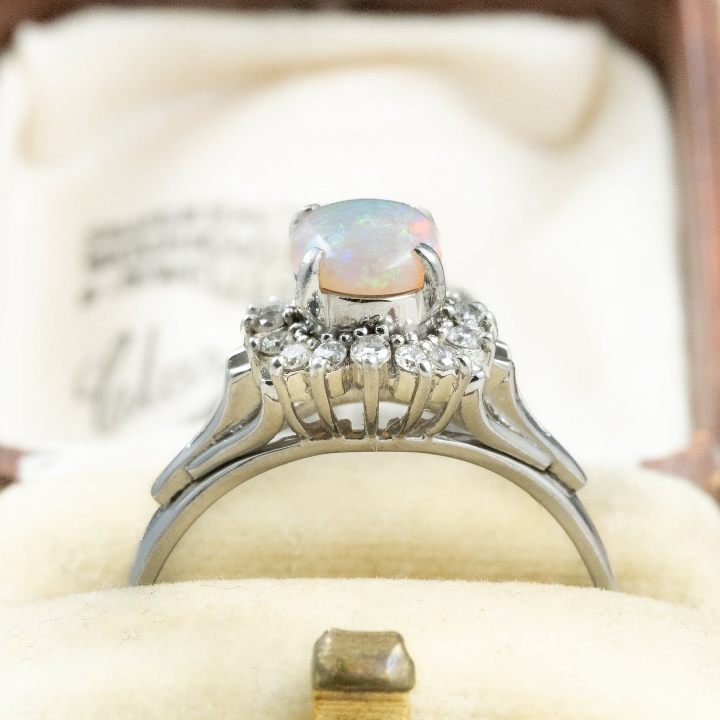 昭和ジュエリー オパール ダイヤモンド リング Pt900 0.78ct ヴィンテージ 昭和レトロ 指輪 プラチナ MR00765
