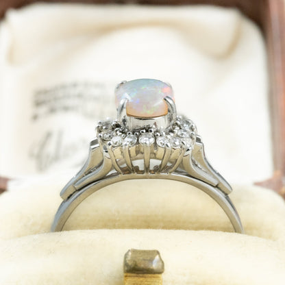 昭和ジュエリー オパール ダイヤモンド リング Pt900 0.78ct ヴィンテージ 昭和レトロ 指輪 プラチナ MR00765