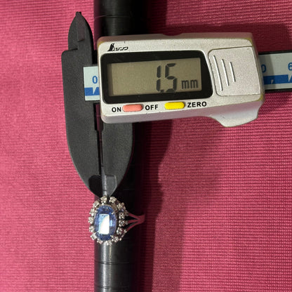 Pt900 昭和ザマスリング 非加熱ブルーサファイヤ 3.903ct ダイヤモンド0.35   〜遥か遠き氷の国のご令嬢リング〜OKR00249