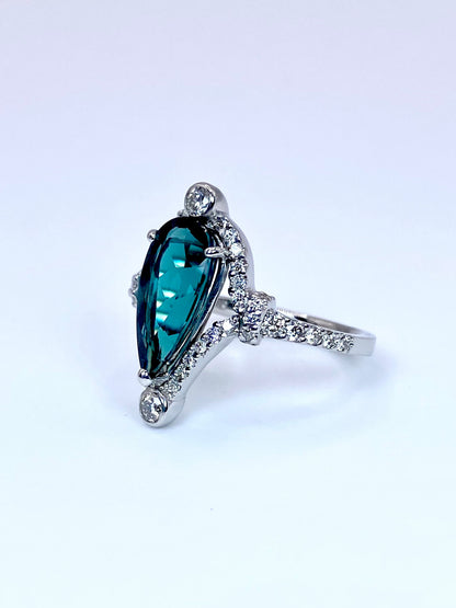 トルマリン 2.98ct / ダイヤモンド 計0.51ct Pt950リング 12号【リフレッシュメント(新品仕上げ・補修・洗浄等済)】【3日以内返品可（※カード/キャリア決済の場合）】