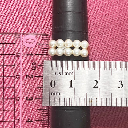 【日本の作品】昭和レトロ 2ロウ 2列 デザイン ヴィンテージ K18 パール レトロモダンなキュートなリング 指輪 MR00752