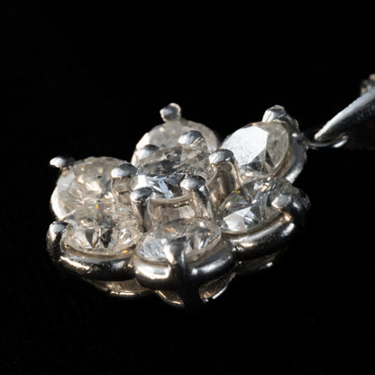 Pt900 ダイヤモンド1.02ct フラワー クラスター ペンダント トップ チャーム ヴィンテージ 小花デザイン 上品な輝き MOP00239