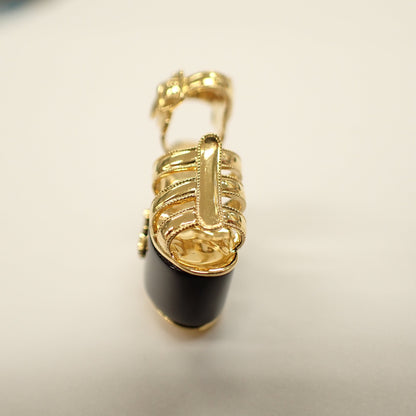Vintage Salvatore Ferragamo Jewels Miniature Preziose Butterfly Necklace （サルヴァトーレ・フェラガモ ジュエルズ ミニチュア・プレツィオーゼ バタフライ ペンダントトップ K18 ヴィンテージ イエロー ゴールドジュエリー オニキス MOP00285