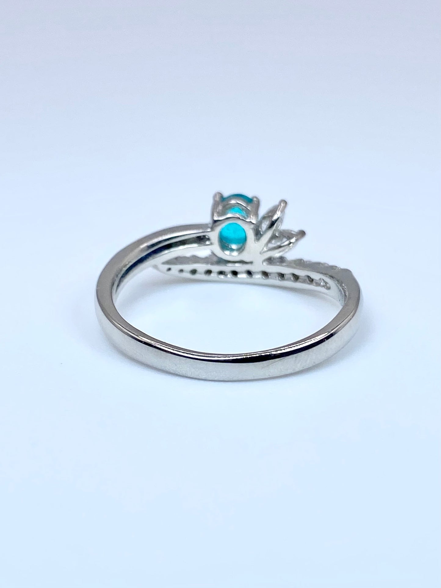 パライバトルマリン 0.384ct / ダイヤモンド 計0.36ct Pt900リング 17号【リフレッシュメント(新品仕上げ・補修・洗浄等済)】【3日以内返品可（※カード/キャリア決済の場合）】