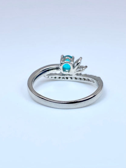 パライバトルマリン 0.384ct / ダイヤモンド 計0.36ct Pt900リング 17号【リフレッシュメント(新品仕上げ・補修・洗浄等済)】【3日以内返品可（※カード/キャリア決済の場合）】