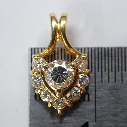 K18 ダイヤモンド 0.27ct ペンダントトップ 取り巻き ヘイロー ハートモチーフ調 シンプル 上品 普段使い 一点物 ジュエリーMOP00256