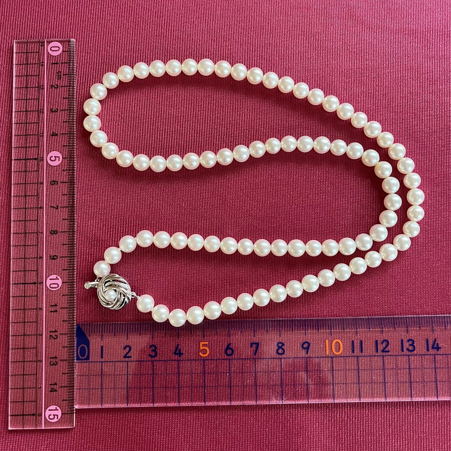 【日本の作品】パール 6.8-6.9mm珠 58cm シンプル セミロング ネックレス 〜冠婚葬祭に使いやすいシンプルデザイン〜MON00284