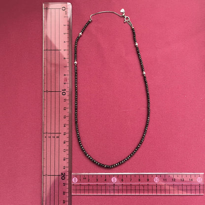 天然石 ブラックダイヤ ビーズ 合計 30ct K18WG 40~45cm アジャスターチェーン付き シンプルデザイン ネックレス30ct 〜クールなブラックダイヤの輝き〜 MN00251