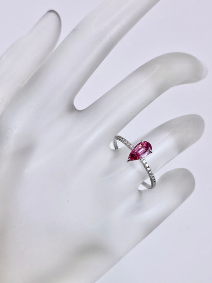 【夏季全体SALE（ジュエリー）~7/31】マラヤガーネット 0.71ct / ダイヤモンド 計0.05ct  Pt900 リング 14号【リフレッシュメント(新品仕上げ・補修・洗浄等済)】【3日以内返品可（※カード/キャリア決済の場合）】