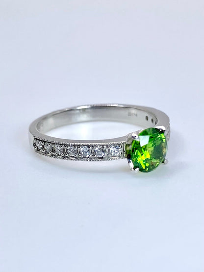 デマントイドガーネット 0.80ct / ダイヤモンド 計0.16ct Pt950 リング 11号【リフレッシュメント(新品仕上げ・補修・洗浄等済)】【3日以内返品可（※カード/キャリア決済の場合）】