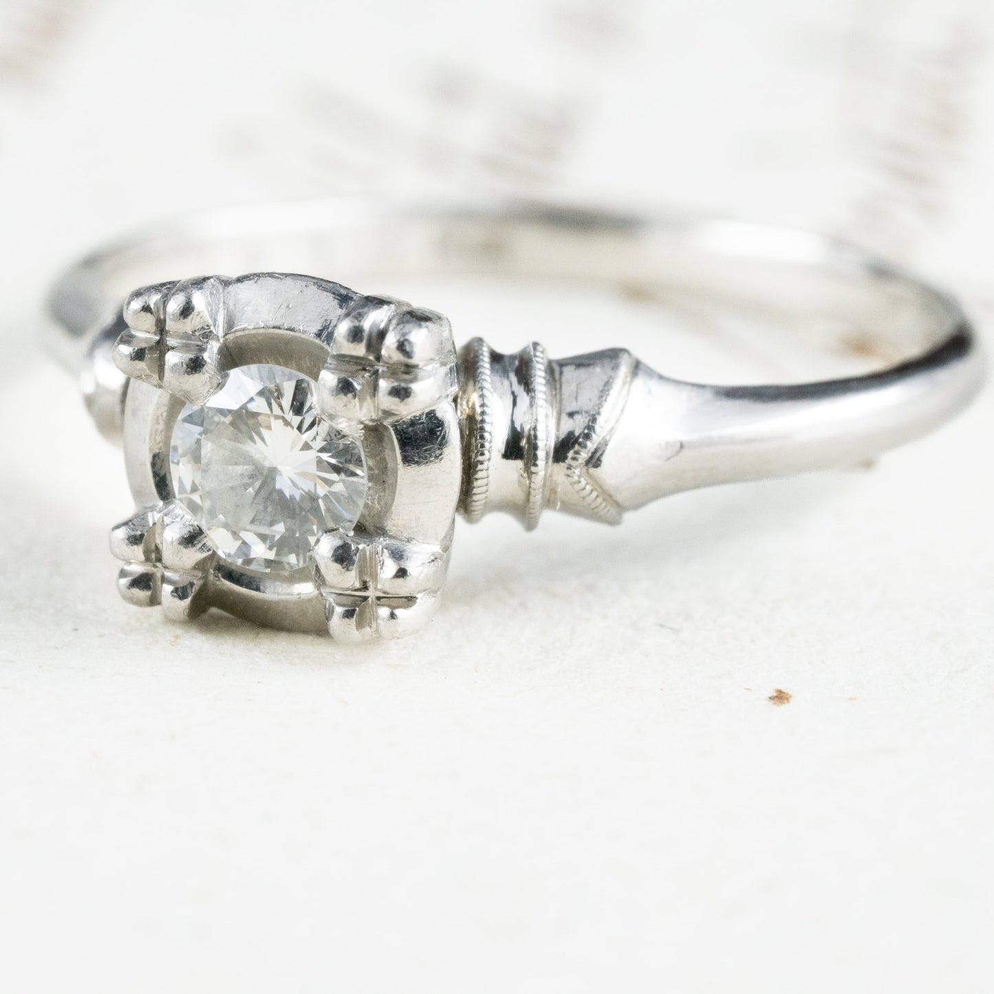 昭和ジュエリー ダイヤモンド リング Pm プラチナ 三越 ヴィンテージ 昭和レトロ 指輪 0.18ct OKR00138