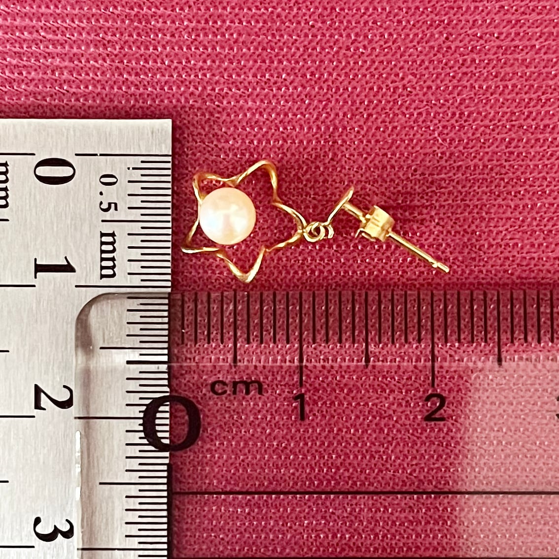 K18 パールピアス 星形でレトロなデザインが可愛いアイテム☆美しい真珠は4.3mm MOE00069