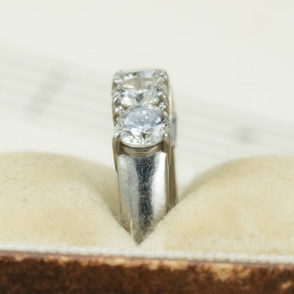 昭和レトロ ダイヤモンド リング 一文字 デザイン ヴィンテージ  Pt900 ５石 1.06ct MR00761