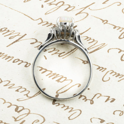 昭和ジュエリー オパール ダイヤモンド リング Pt900 0.78ct ヴィンテージ 昭和レトロ 指輪 プラチナ MR00765