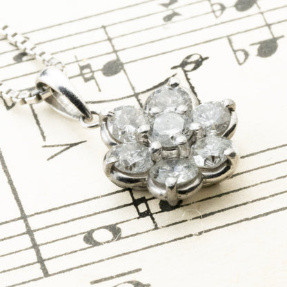 Pt900 ダイヤモンド1.02ct フラワー クラスター ペンダント トップ チャーム ヴィンテージ 小花デザイン 上品な輝き MOP00239
