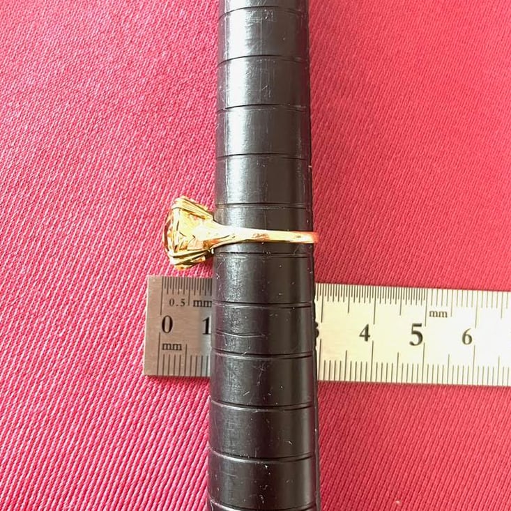 昭和ジュエリー 黄色石 リング K18 ヴィンテージ 昭和レトロ 和彫り 手彫り 月桂樹デザイン ゴールド 指輪 OKR00174