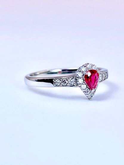 【新品】非加熱ピジョンブラッドルビー 0.21ct / ダイヤモンド 計0.18ct Pt950 リング【新品】【3日以内返品可（※カード/キャリア決済の場合）】