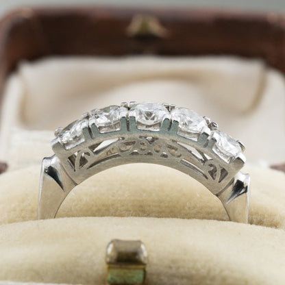 昭和ジュエリー ダイヤモンドリング Pt900 1.00ct 一文字リング ヴィンテージ 昭和レトロ 透かしデザイン 指輪 プラチナ MR00739