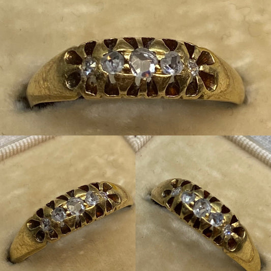 アンティークジュエリー イギリス アンティークリング 18金 K18 アンティーク ローズカットダイヤモンドリング 1866年薄れ DR00264