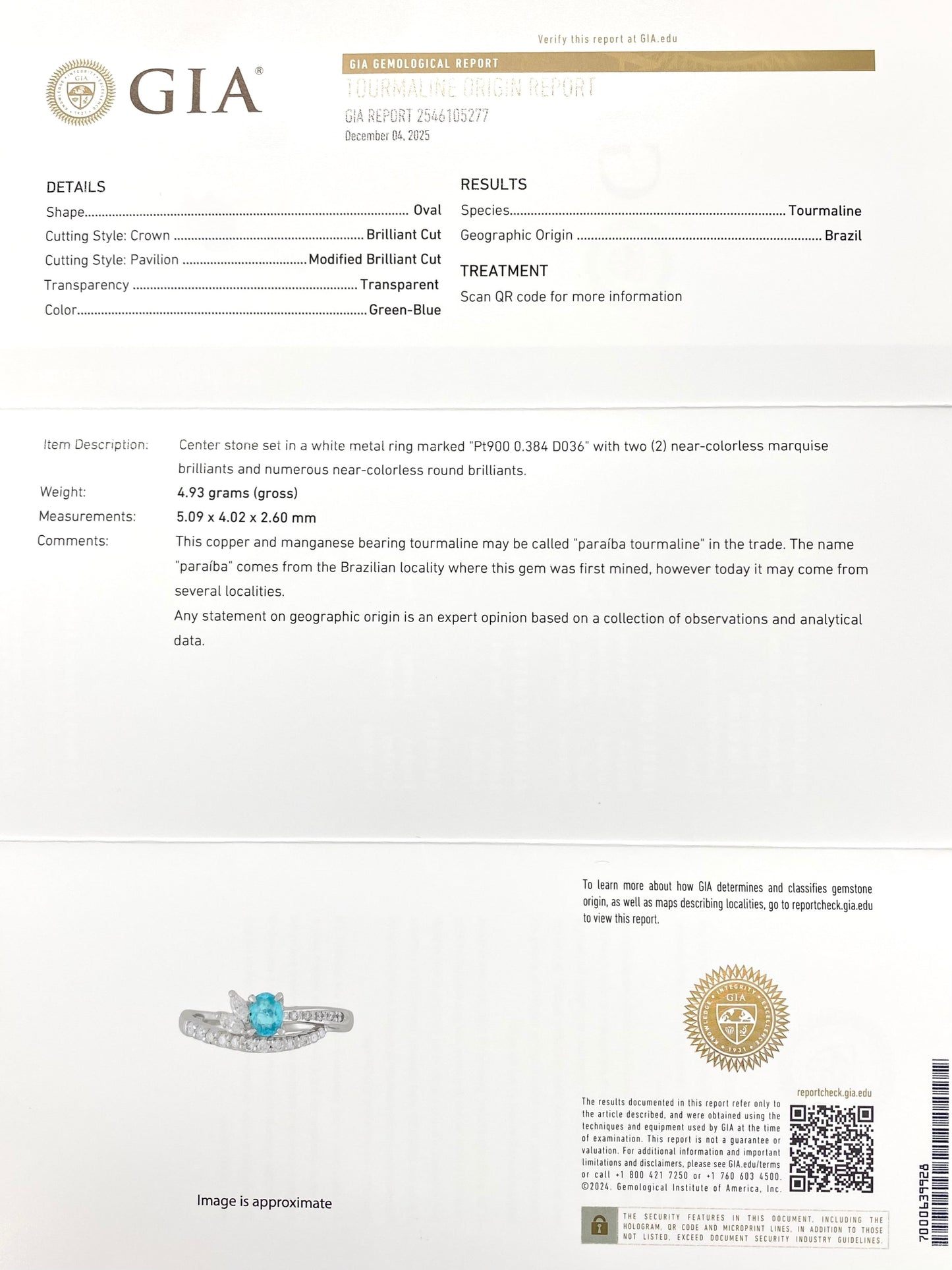 パライバトルマリン 0.384ct / ダイヤモンド 計0.36ct Pt900リング 17号【リフレッシュメント(新品仕上げ・補修・洗浄等済)】【3日以内返品可（※カード/キャリア決済の場合）】