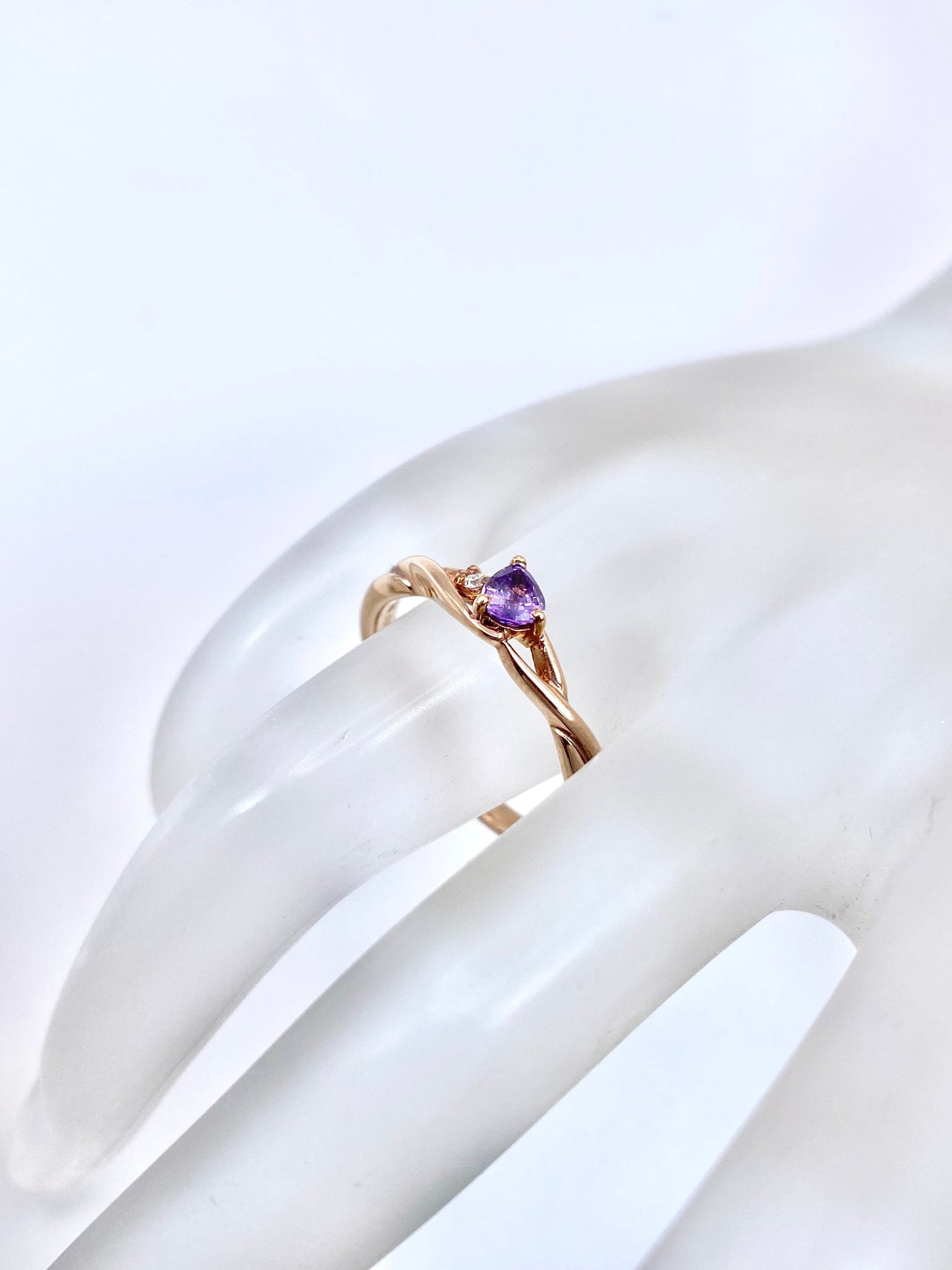 パープルサファイア / ダイヤモンド 計0.015ct K18 リング 16号リフレッシュメント新品仕上げ・補修・洗浄等済3日以内返品可※カード/キャリア決済の場合 8枚目