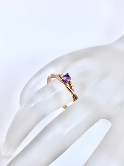 パープルサファイア / ダイヤモンド 計0.015ct K18 リング 16号リフレッシュメント新品仕上げ・補修・洗浄等済3日以内返品可※カード/キャリア決済の場合 8枚目