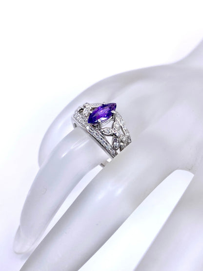 バイオレットサファイア 1.23ct / ダイヤモンド 計0.27ct Pt900 リング 16号リフレッシュメント新品仕上げ・補修・洗浄等済3日以内返品可※カード/キャリア決済の場合 12枚目