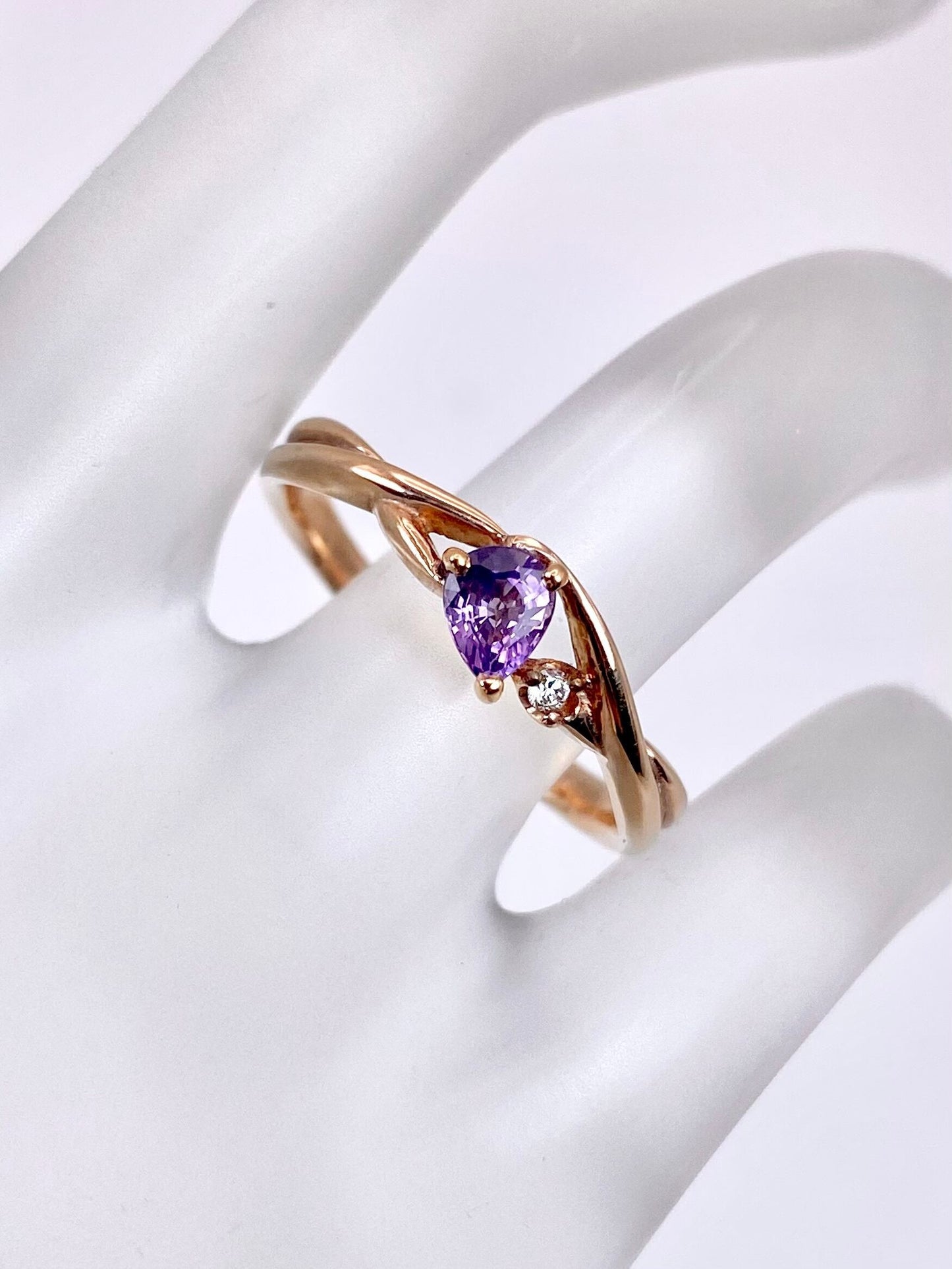 パープルサファイア / ダイヤモンド 計0.015ct K18 リング 16号リフレッシュメント新品仕上げ・補修・洗浄等済3日以内返品可※カード/キャリア決済の場合 4枚目