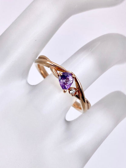 パープルサファイア / ダイヤモンド 計0.015ct K18 リング 16号リフレッシュメント新品仕上げ・補修・洗浄等済3日以内返品可※カード/キャリア決済の場合 4枚目