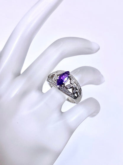 バイオレットサファイア 1.23ct / ダイヤモンド 計0.27ct Pt900 リング 16号リフレッシュメント新品仕上げ・補修・洗浄等済3日以内返品可※カード/キャリア決済の場合 13枚目