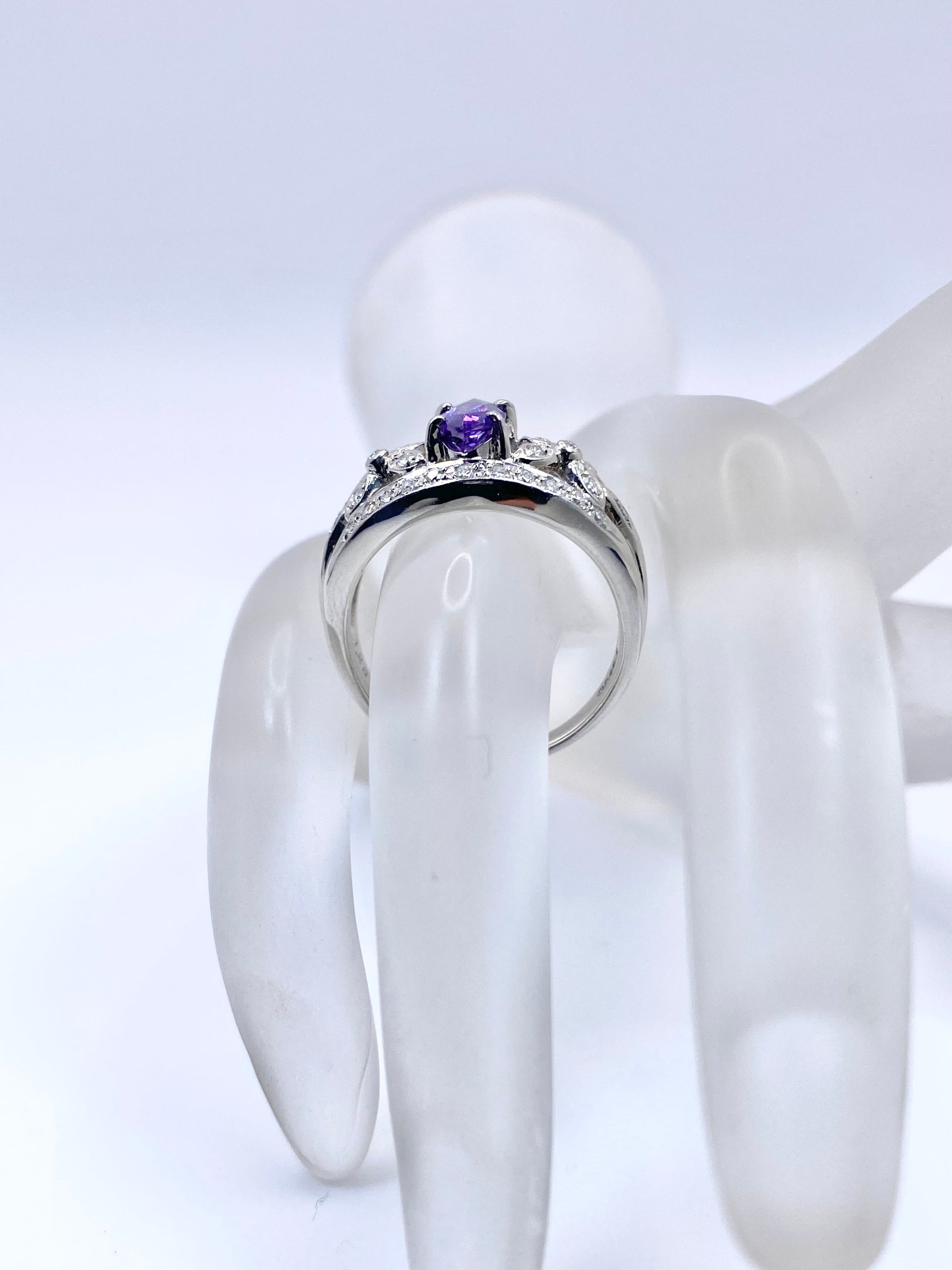 バイオレットサファイア 1.23ct / ダイヤモンド 計0.27ct Pt900 リング 16号リフレッシュメント新品仕上げ・補修・洗浄等済3日以内返品可※カード/キャリア決済の場合 14枚目