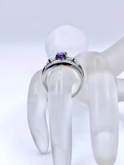 バイオレットサファイア 1.23ct / ダイヤモンド 計0.27ct Pt900 リング 16号リフレッシュメント新品仕上げ・補修・洗浄等済3日以内返品可※カード/キャリア決済の場合 14枚目