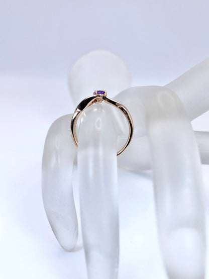 パープルサファイア / ダイヤモンド 計0.015ct K18 リング 16号リフレッシュメント新品仕上げ・補修・洗浄等済3日以内返品可※カード/キャリア決済の場合 9枚目