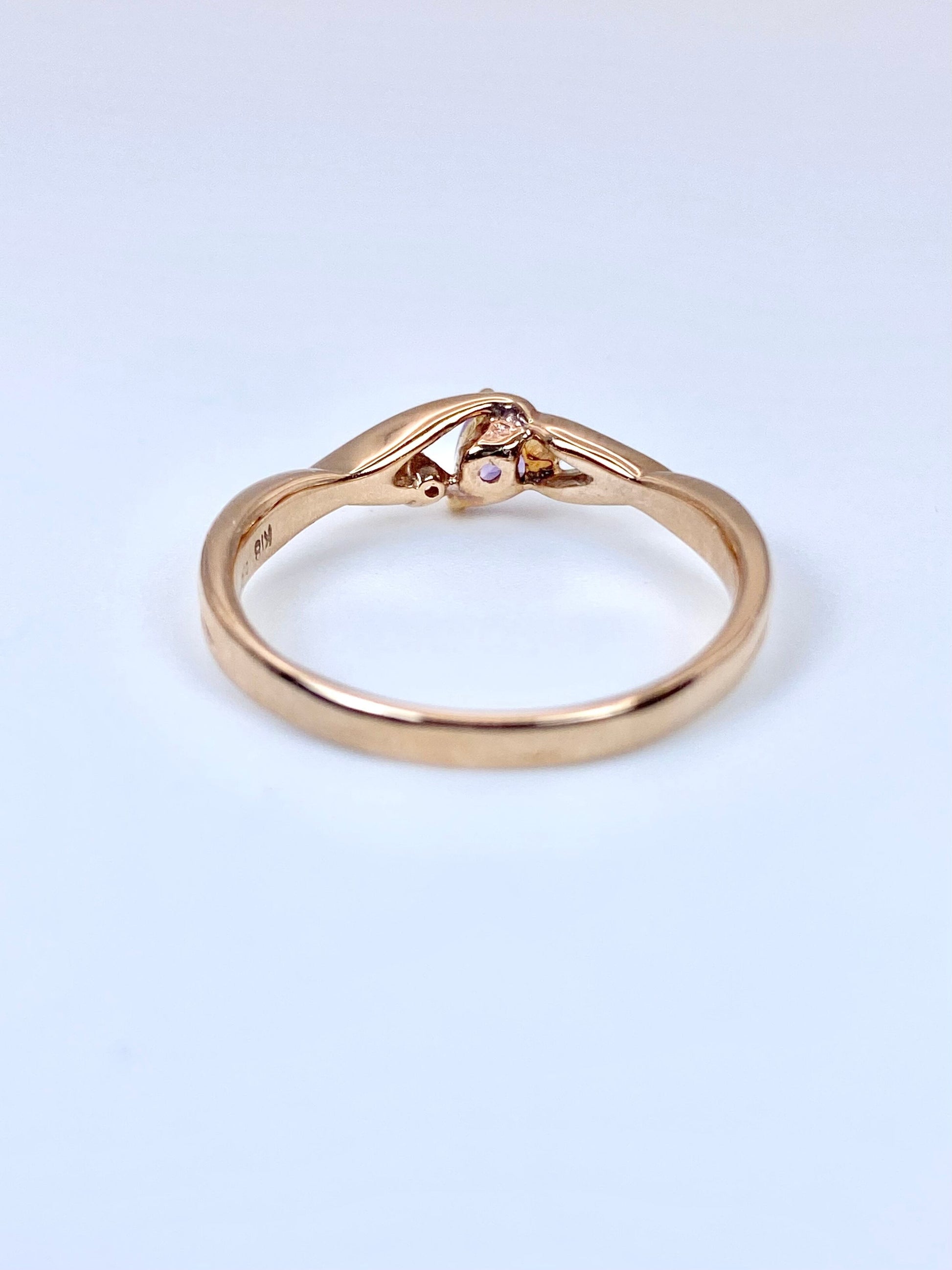 パープルサファイア / ダイヤモンド 計0.015ct K18 リング 16号リフレッシュメント新品仕上げ・補修・洗浄等済3日以内返品可※カード/キャリア決済の場合 10枚目