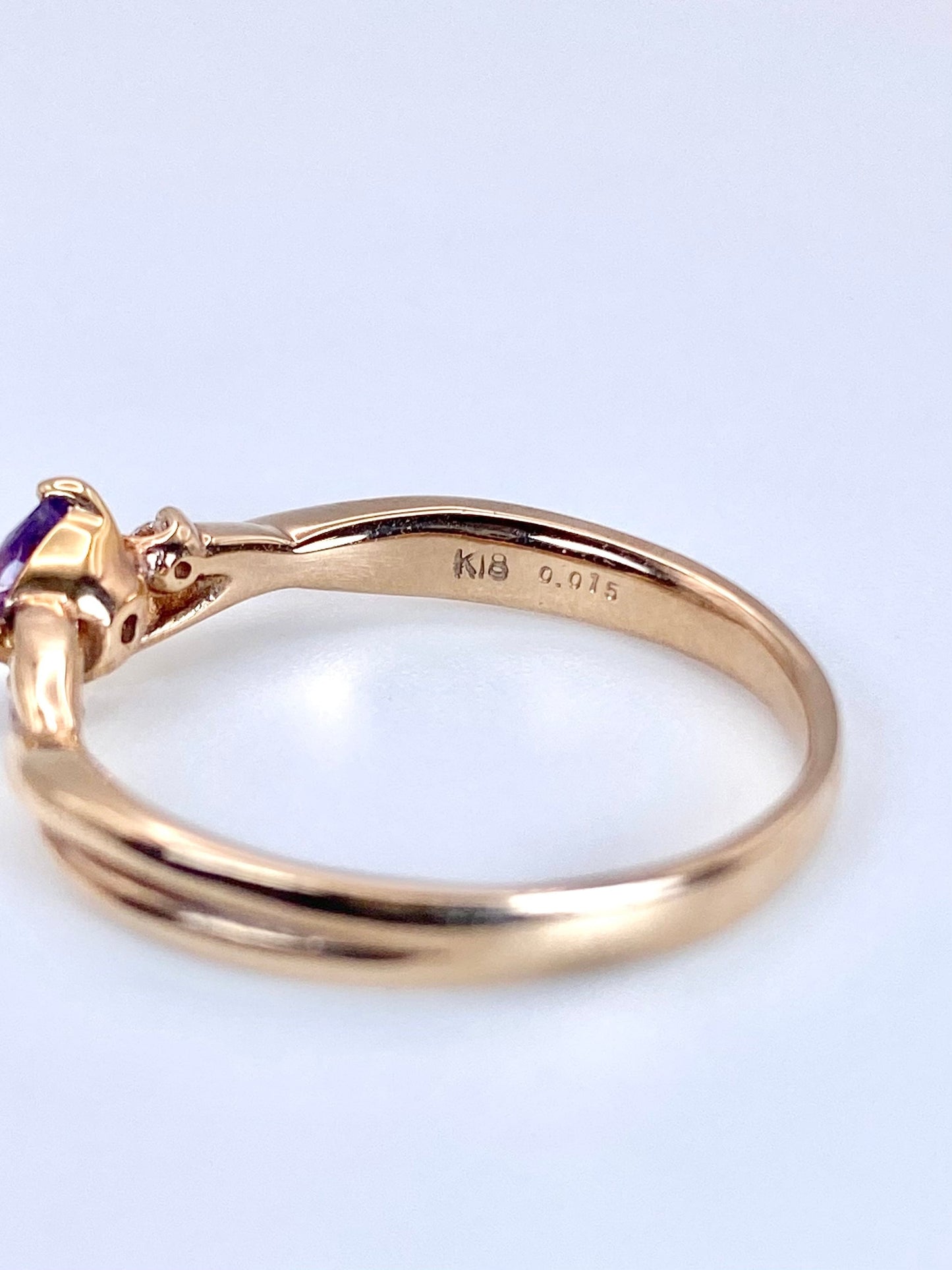 パープルサファイア / ダイヤモンド 計0.015ct K18 リング 16号リフレッシュメント新品仕上げ・補修・洗浄等済3日以内返品可※カード/キャリア決済の場合 12枚目