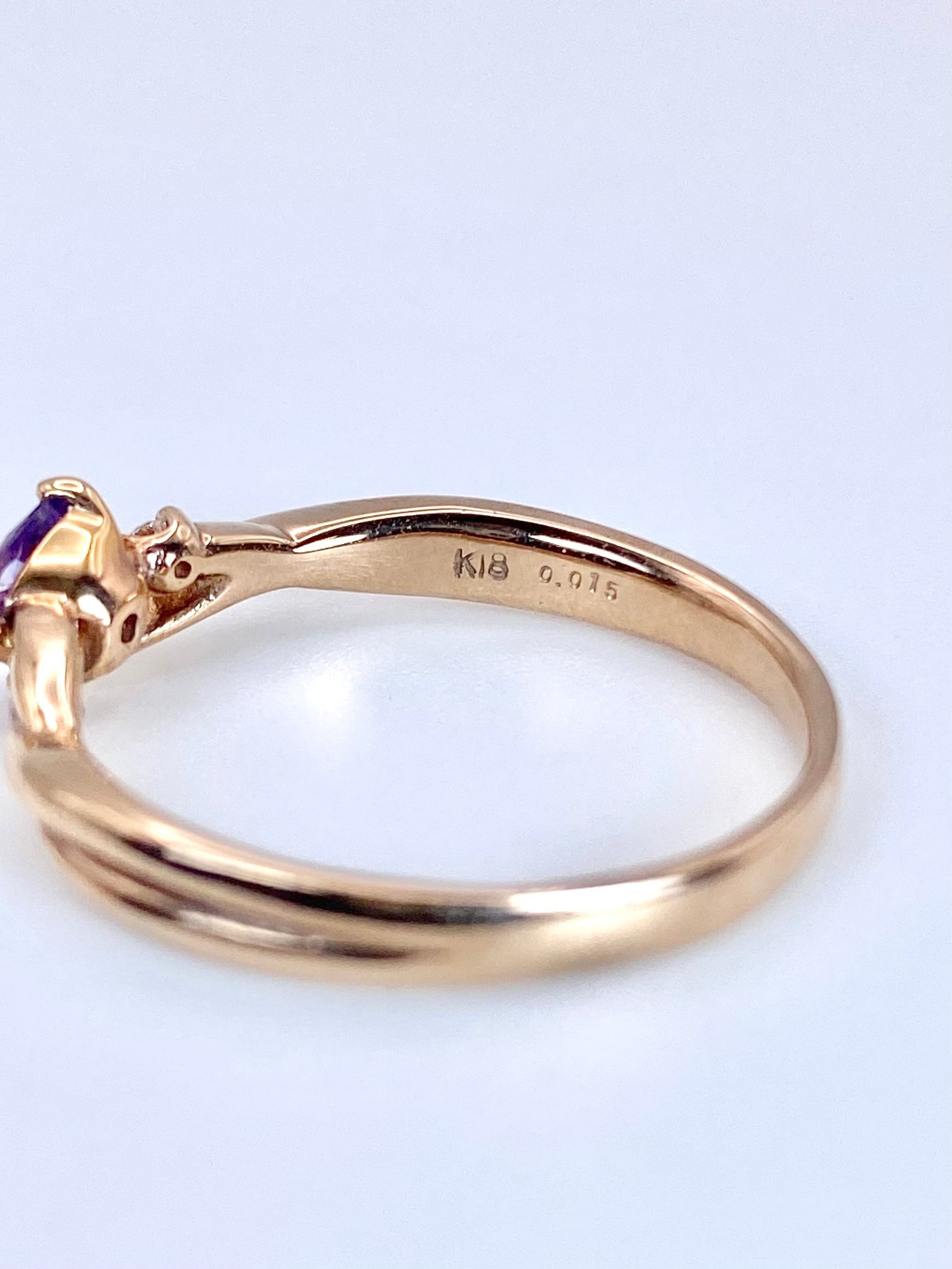 パープルサファイア / ダイヤモンド 計0.015ct K18 リング 16号リフレッシュメント新品仕上げ・補修・洗浄等済3日以内返品可※カード/キャリア決済の場合 12枚目