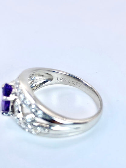 バイオレットサファイア 1.23ct / ダイヤモンド 計0.27ct Pt900 リング 16号リフレッシュメント新品仕上げ・補修・洗浄等済3日以内返品可※カード/キャリア決済の場合 9枚目