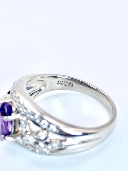 バイオレットサファイア 1.23ct / ダイヤモンド 計0.27ct Pt900 リング 16号リフレッシュメント新品仕上げ・補修・洗浄等済3日以内返品可※カード/キャリア決済の場合 6枚目