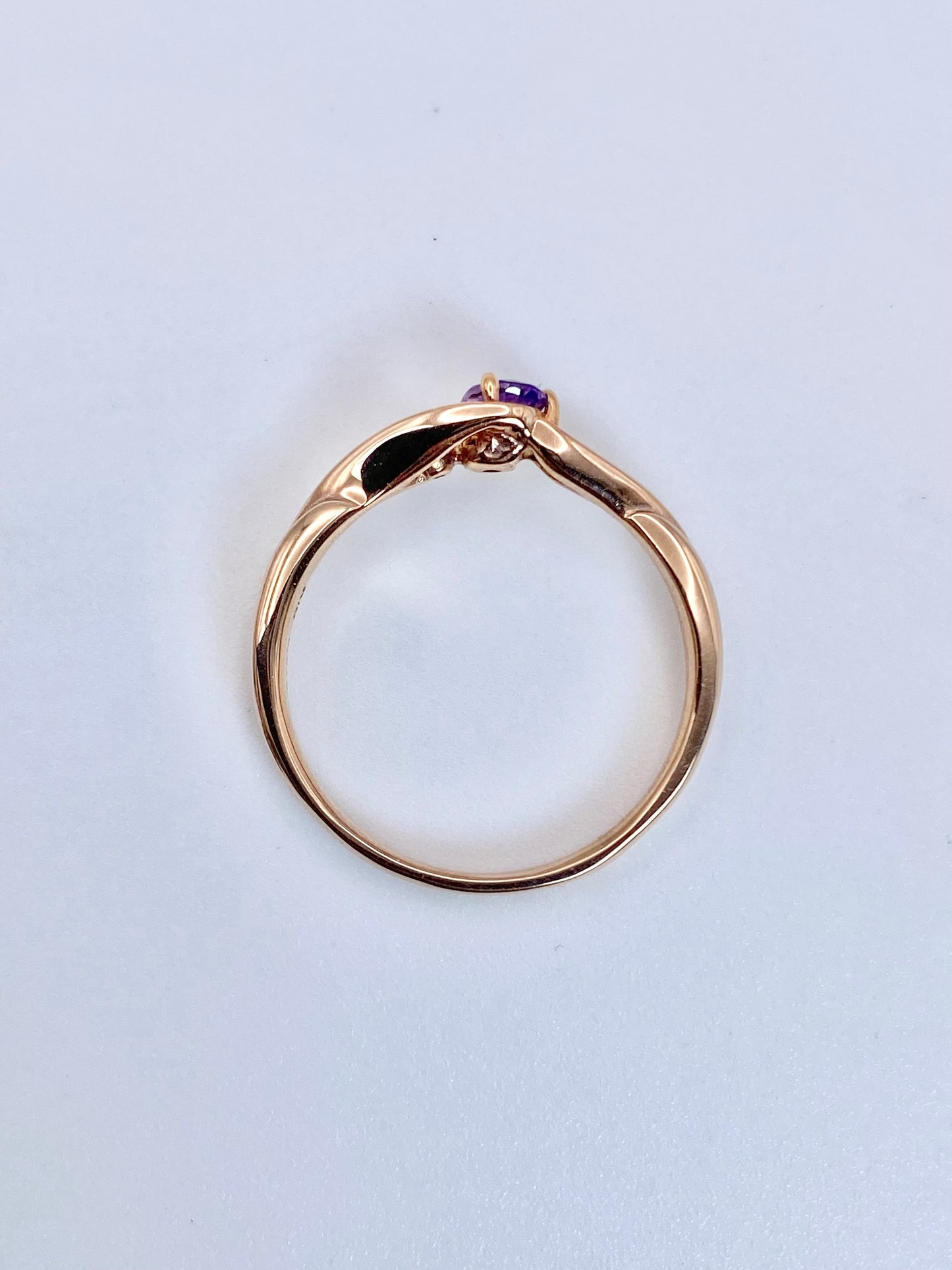パープルサファイア / ダイヤモンド 計0.015ct K18 リング 16号リフレッシュメント新品仕上げ・補修・洗浄等済3日以内返品可※カード/キャリア決済の場合 11枚目