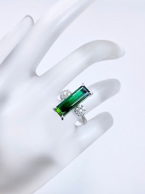 グリーントルマリン 4.31ct / ダイヤモンド 計0.22ct Pt900 リング 11.5号リフレッシュメント新品仕上げ・補修・洗浄等済3日以内返品可※カード/キャリア決済の場合 3枚目