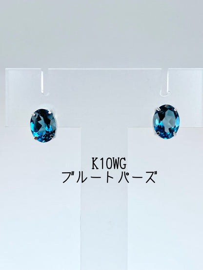 新品ブルートパーズ K10WG ピアス新品