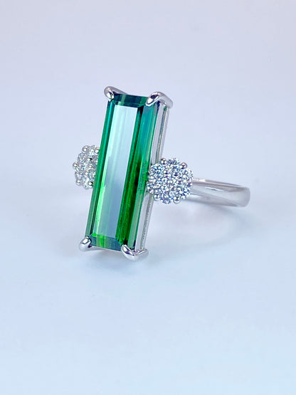 グリーントルマリン 4.31ct / ダイヤモンド 計0.22ct Pt900 リング 11.5号リフレッシュメント新品仕上げ・補修・洗浄等済3日以内返品可※カード/キャリア決済の場合 12枚目