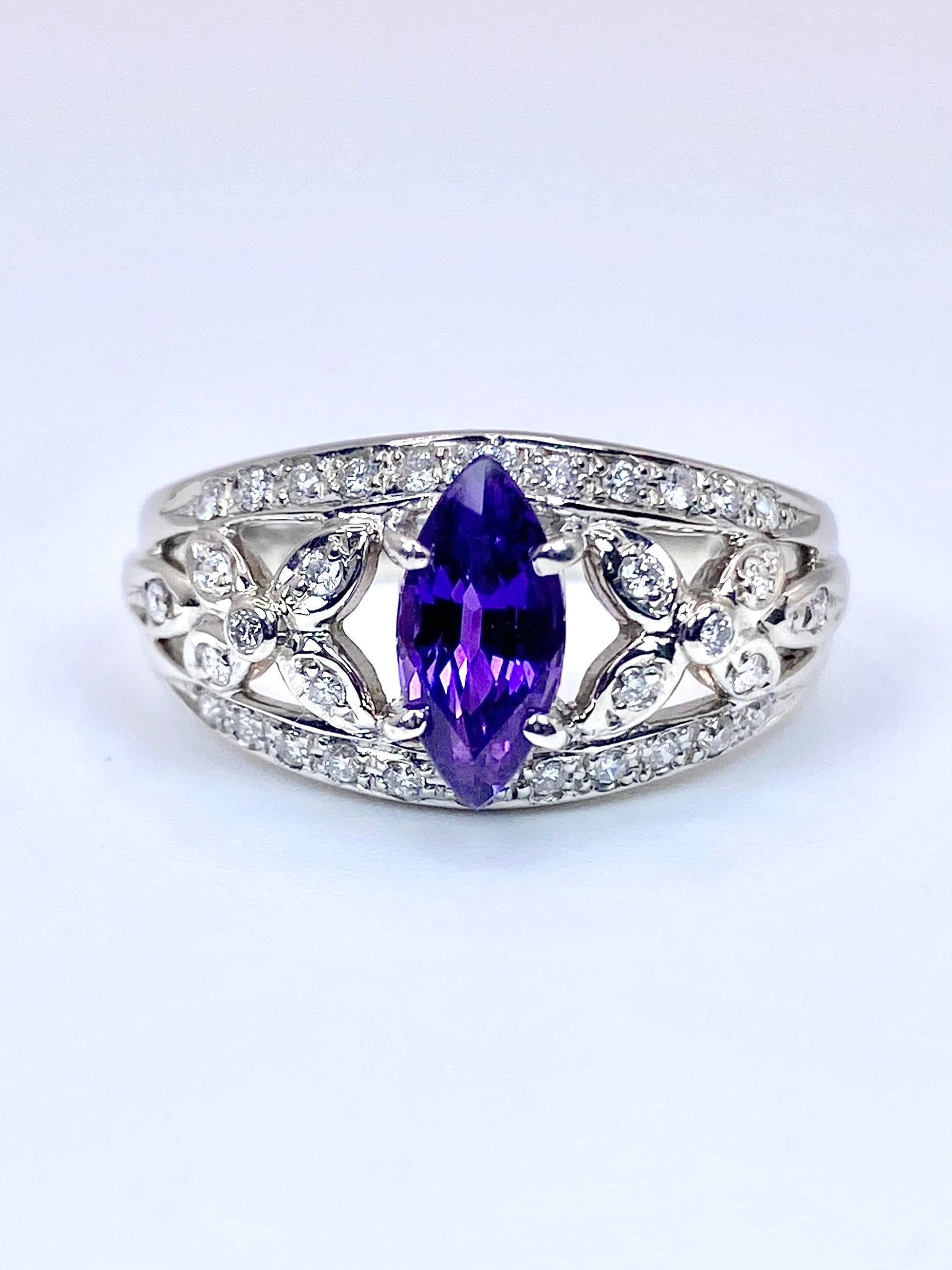 バイオレットサファイア 1.23ct / ダイヤモンド 計0.27ct Pt900 リング 16号リフレッシュメント新品仕上げ・補修・洗浄等済3日以内返品可※カード/キャリア決済の場合 2枚目