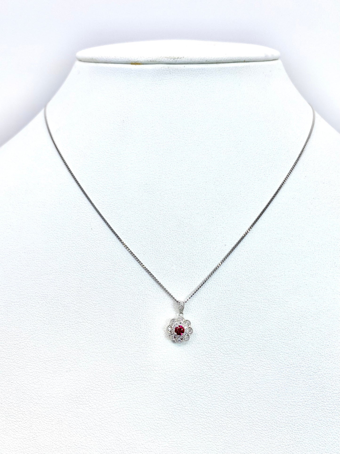 新品レッドスピネル 0.11ct / ダイヤモンド 計0.16ct Pt950/850 ネックレス新品3日以内返品可※カード/キャリア決済の場合 3枚目