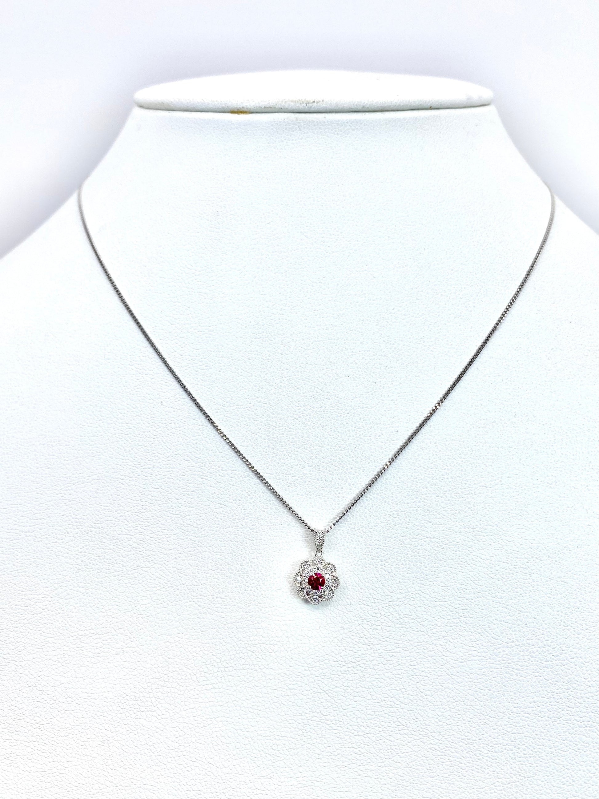 新品レッドスピネル 0.11ct / ダイヤモンド 計0.16ct Pt950/850 ネックレス新品3日以内返品可※カード/キャリア決済の場合 3枚目