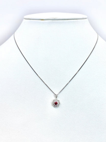 新品レッドスピネル 0.11ct / ダイヤモンド 計0.16ct Pt950/850 ネックレス新品3日以内返品可※カード/キャリア決済の場合 3枚目