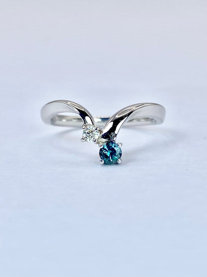 アレキサンドライト 0.144ct ダイヤモンド 0.05 Pt900 リング 10号リフレッシュメント新品仕上げ・補修・洗浄等済3日以内返品可※カード/キャリア決済の場合 2枚目